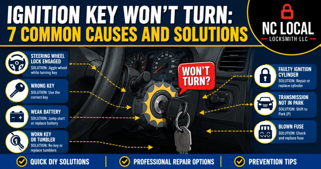Ignition Key Won't Turn: 7 Common Causes and Solutions